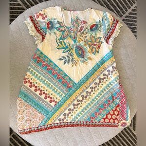 JOHNNY WAS Medium Silk Floral Tunic Excellent Condition Original $298